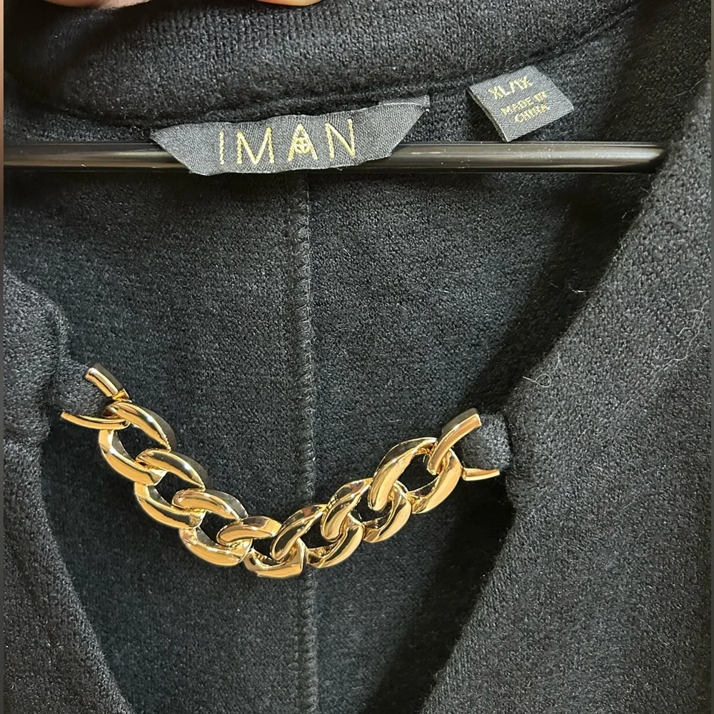 🔥5/$30🔥 IMAN Black Tunic Dress W Gold Chain Accent - Picture 5 of 5